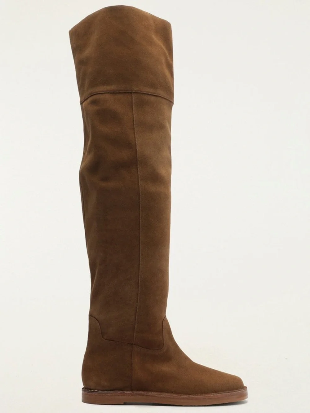 NEW FARM Rio Brown Over The Knee Flat Boot Brown Suede Leather Size 9 or EU 39